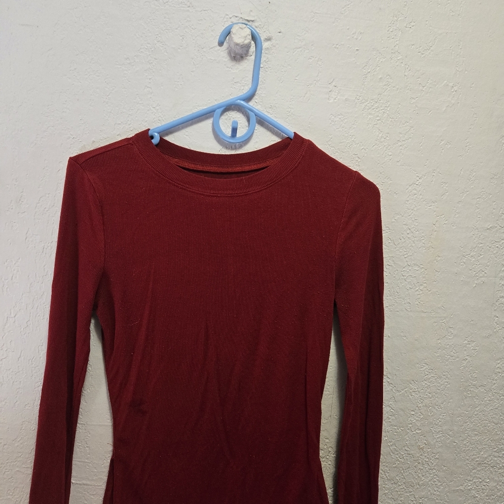 SHEIN Red Long Sleeve Fitted T-Shirt